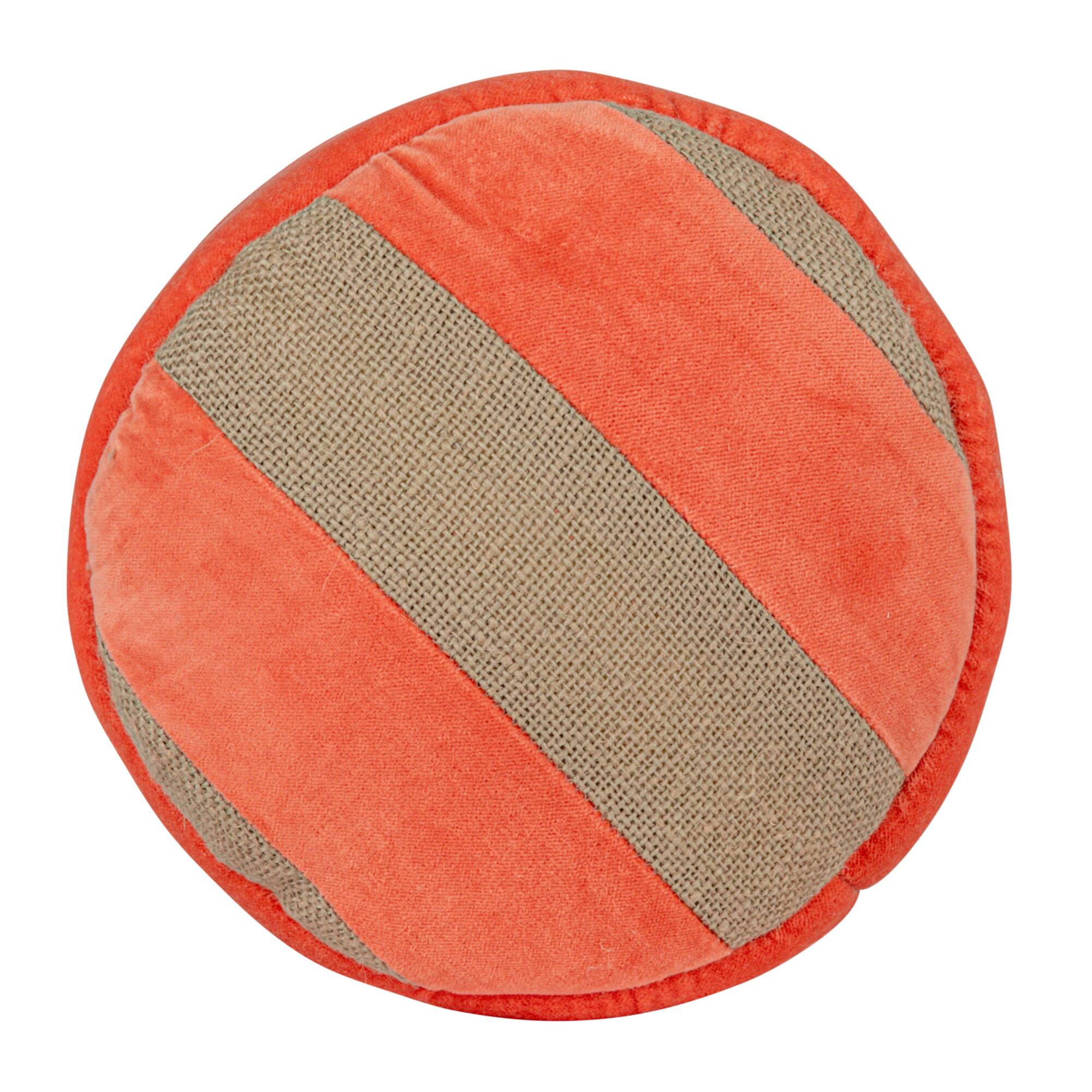 Hello Honey® Pink & Gray Stripes Cotton Velvet & Jute Bolster Pillow